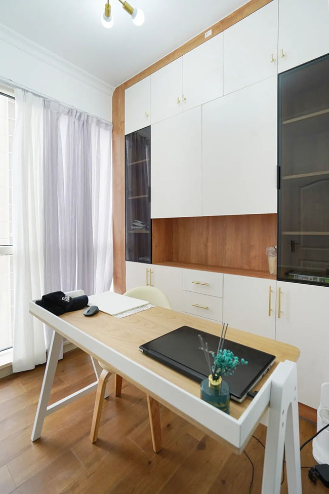 108㎡四居，打造室內(nèi)陽臺+休閑吧臺，體驗日系小清新生活